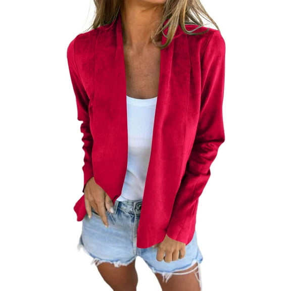 Sexlip Women's Long Sleeve Open Front Cardigan Casual Loose Lightweight Cardigans with Pockets Red S