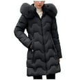 thumbnail image 1 of Sexlip Women's Long Winter Faux Fur Coats Warm Thicken Loose Fit Quilted Puffer Hooded Jackets with Fur Trim Black XXL, 1 of 9