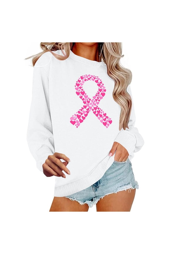 Women's Long-sleeved Casual Sweatshirt Round Neck Printed Loose Pullover Comfortable Soft Fabric Stylish Design Suitable for Daily Wear School Travel Fashion Apparel White L