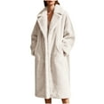 thumbnail image 1 of Sexlip Women's Luxury Faux Fur Long Lapel Coat Teddy Fuzzy Fleece Open Front Overcoats Plus Size for Holiday Party Dating White XXXXL, 1 of 8