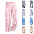 thumbnail image 1 of Sexlip Women's Pajama Pants Butterfly Tie Dye Satin Silk Casual Loose Lounge Pants Comfy Pj Bottoms with Pockets Black L, 1 of 4