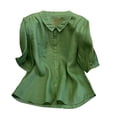 thumbnail image 1 of Sexlip Women's Pleated Shirt Summer Casual Loose Versatile Top French Style Shirt Green XXL, 1 of 3