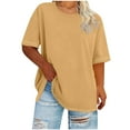thumbnail image 1 of Sexlip Women's Plus Size T Shirts Oversized Tees Summer Half Sleeve Crew Neck Tunic Tops Yellow XXXXL, 1 of 5