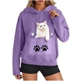 thumbnail image 1 of Sexlip Women's Printed Long Sleeve Fashion And Leisure Pocket Hooded Sweatshirt Top Purple S, 1 of 7