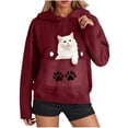 thumbnail image 1 of Sexlip Women's Printed Long Sleeve Fashion And Leisure Pocket Hooded Sweatshirt Top Red S, 1 of 7