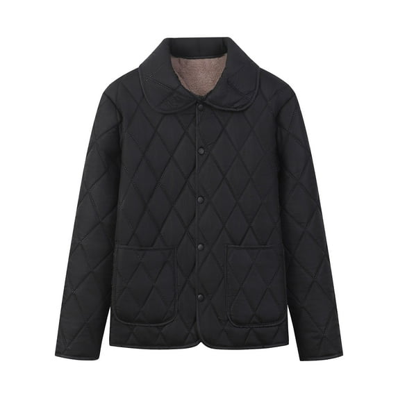 Sexlip Women's Quilted Barn Jackets Fleece Lined Puffer Coats Casual Fashion Jacket Lightweight Button Warm Winter Outerwear Black XXXXXL