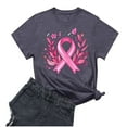 thumbnail image 1 of Sexlip Women's Ribbon Heart Print Short Sleeve T Shirt Meaningful Design Lightweight Material Daily Casual Wear Gray XXL, 1 of 3