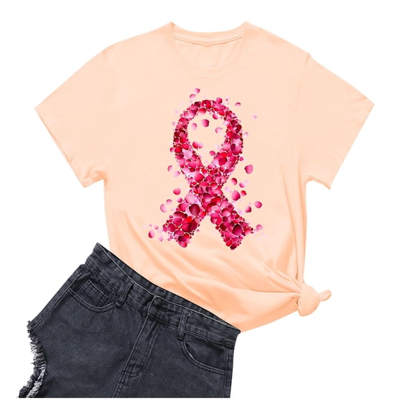 Sexlip Women's Ribbon Logo Print Short Sleeve T Shirt Versatile Design Lightweight Material Daily Casual Wear Beige XXL