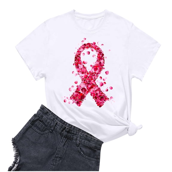 Sexlip Women's Ribbon Logo Print Short Sleeve T Shirt Versatile Design Lightweight Material Daily Casual Wear White XXL