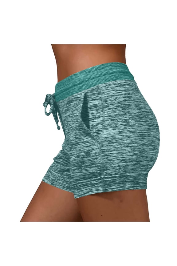 Women's Ruched Butt Lifting Shorts High Waisted Stretchy Athletic Workout Bottoms with Drawstring Green M
