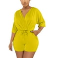thumbnail image 1 of Sexlip Women's Short Sleeve Loose Romper Shorts Elastic Waist Comfortable Material Relaxed Cut Street Casual Outfit Yellow XL, 1 of 5