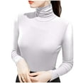 thumbnail image 1 of Sexlip Women's Soft Long Sleeve High Neck Sheer Mesh Tops Pullover Baselayer Fitted Undershirts Lightweight Slim Trendy Shirts White M, 1 of 6