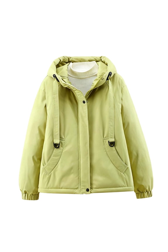 Women's Softshell Jacket, Fleece Lined Warm Jacket Light Hooded Windproof Coat for Outdoor Hiking Green S