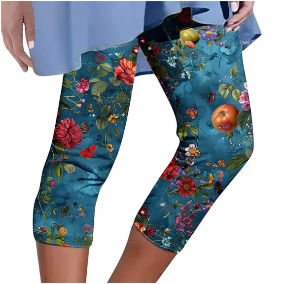 Sexlip Women's Straight Leg Comfort Capri w/Tummy Control and Secret Pocket Blue XXL