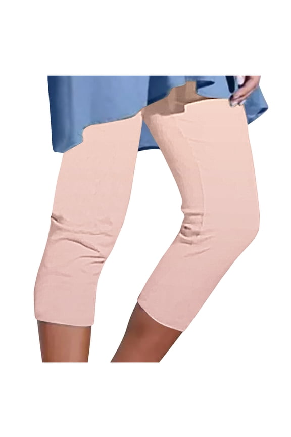 Women's Straight Leg Comfort Capri w/Tummy Control and Secret Pocket Pink L