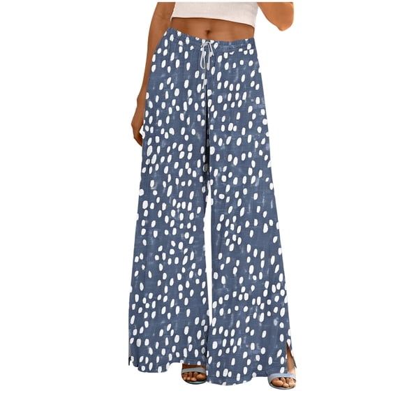 Sexlip Women's Stretchy Wide Leg Palazzo Lounge Pants Casual Comfy High Waist Palazzo Pants Blue XXL