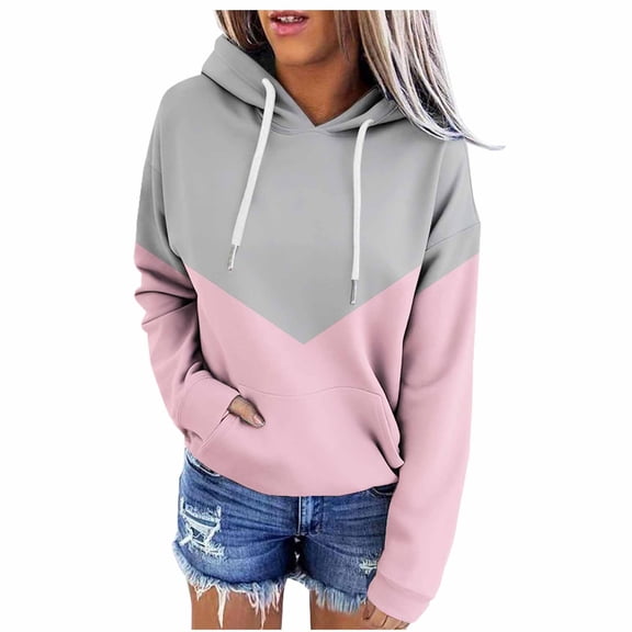 Sexlip Women's Striped Plaid Hoodies Oversized Long Sleeve Sweatshirts Gradient Print Pullover Fall Winter Casual Streetwear Pink S