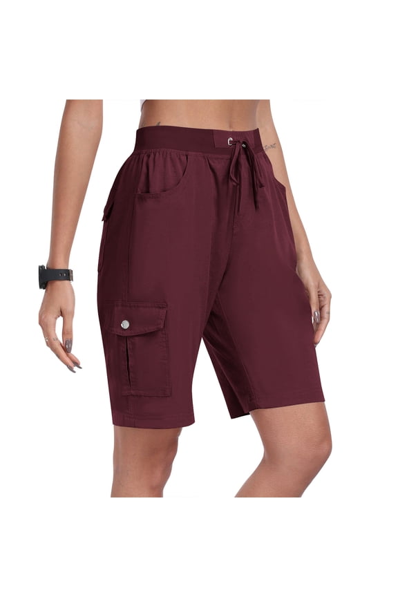 Women's Stylish Bottoms Multiple Utility Pockets Drawstring Closure Style Everyday Fashion Essential Red XL