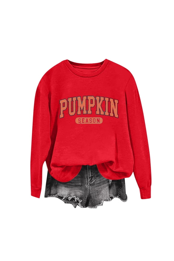 Women's Sweatshirt Crewneck Casual Oversized Long Sleeve Fall Shirt Holiday Fashion Casual Pullover Tops Red XL