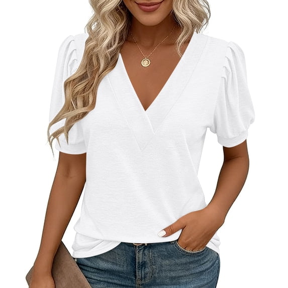 Sexlip Women's T-Shirt Short Sleeve Loose Fit Casual Trendy Design Versatile Styling Breathable Wear Suitable for City Walks White S