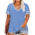 thumbnail image 1 of Sexlip Women's T-Shirt Summer V-Neck Short Sleeve Loose Fit Great for Layering Comfortable Wear Suitable for Spring Weather Blue XXXL, 1 of 6