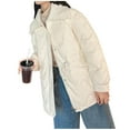 thumbnail image 1 of Sexlip Women's Thicken Fleece Lined Parka Winter Coat Hooded Jacket with Pockets White M, 1 of 8