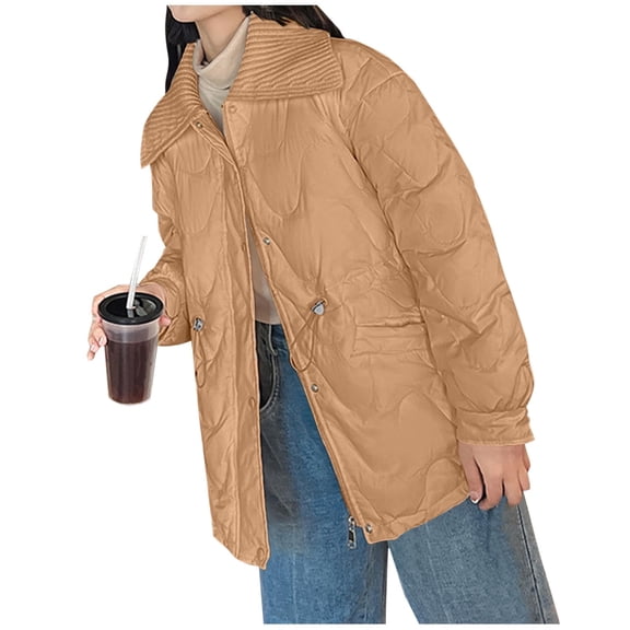 Sexlip Women's Thicken Fleece Lined Parka Winter Coat Hooded Jacket with Pockets Yellow L