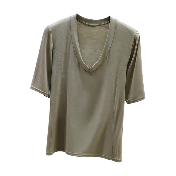 Sexlip Women's Top V-Neck Casual Solid Pattern Stylish Look All Occasion Use Soft Comfortable Perfect for Casual Outings Green XXL