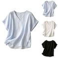 thumbnail image 1 of Sexlip Women's Top V-Neck Short Sleeve Casual Stylish Look Daily Wear Essential Durable Quality Fashion Forward Modern Style Black L, 1 of 6