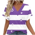 thumbnail image 1 of Sexlip Women's Top V-Neck Short Sleeve Loose Fit Comfortable Wear Daily Wear Essential Durable Quality Fashion Forward Purple XXL, 1 of 6