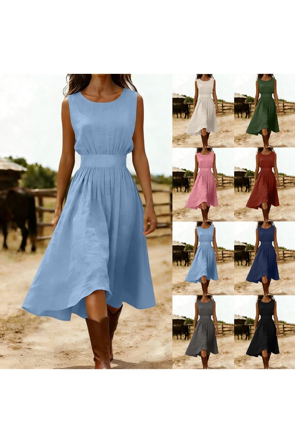 Women's V-Neck Solid-Color Casual Long-Sleeved Pocket Short Dress Green L