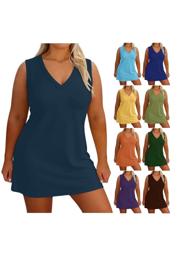 Women's V-neck Plus Size Fashionable Loose And Comfortable Casual Home Wear Round Neck Short Sleeved Dress Green XXL