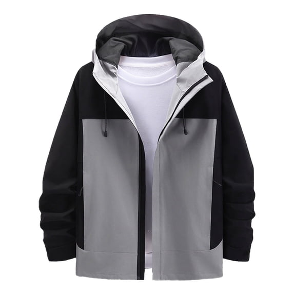 Sexlip Women's Varsity Jacket Windbreaker Spring and Fall Vibrant Color Block Lightweight Coat Hooded With Pocket Gray S