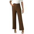 thumbnail image 1 of Sexlip Women's Wide Leg Dress Pants High Waisted Stretchy Work Trousers Business Casual Office Pull on Slacks with Pockets Brown XXL, 1 of 7