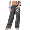 thumbnail image 1 of Sexlip Women's Wide Leg Sweatpants Drawstring High Waist Baggy Track Pants Cute Print Sweatpants with Pockets Gray L, 1 of 6