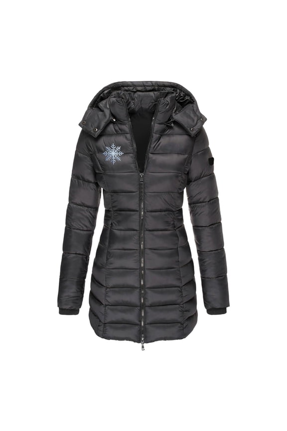 Women's Winter Warm Coat Packable Long Hooded Outwear Vegan Down Parka Jacket Black M