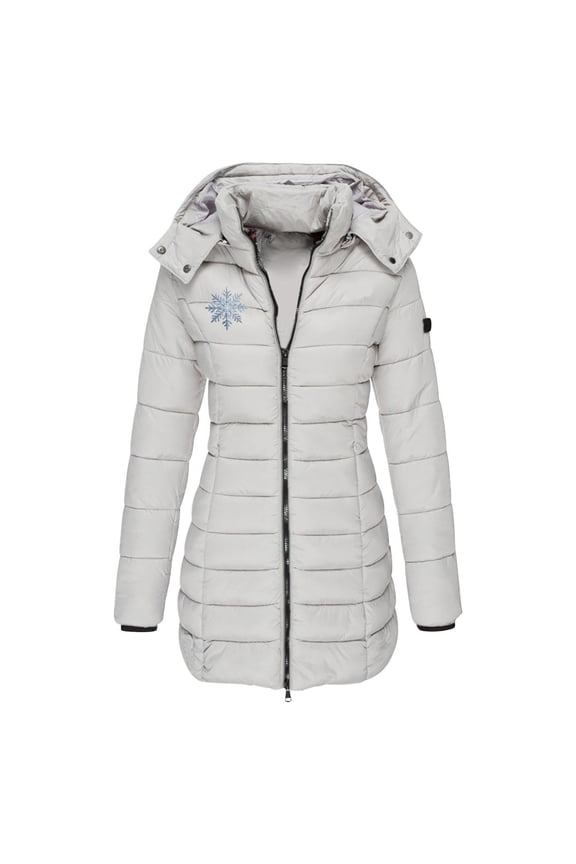 Women's Winter Warm Coat Packable Long Hooded Outwear Vegan Down Parka Jacket Gray XXL