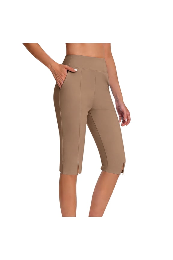 Women's Yoga Pants All Season relaxed fit solid color with pockets stretchy comfortable suitable for all occasions Yellow S