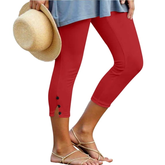 Sexlip Women's Yoga Pants All Season skinny fit relaxed fit solid color slit fashionable casual yoga soft fabric Red S