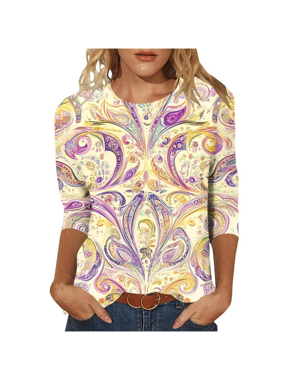 Womens Abstract Wave Print Blouse Button Front Design Soft Fabric Relaxed Silhouette for Office Wear Multicolor M