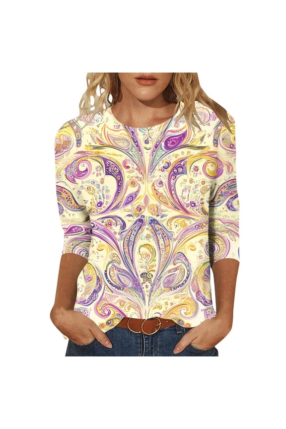 Womens Abstract Wave Print Blouse Button Front Design Soft Fabric Relaxed Silhouette for Office Wear Multicolor S