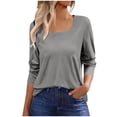 thumbnail image 1 of Sexlip Womens Basic Crew Neck Tee Drop Shoulder Design Breathable Fabric Relaxed Silhouette for Casual Outings Gray L, 1 of 9