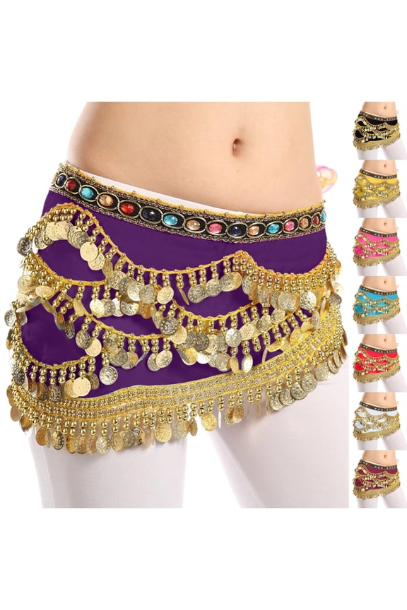 Womens Belly Dance Hip Scarf Sequin Design Sparkly Fabric Relaxed Silhouette for Stage Shows Black Free Size