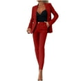 thumbnail image 1 of Sexlip Womens Blazer Two Piece Set Long Sleeve Jacket High Waist Pants Soft Fabric Structured Cut for Office Wear Red XXL, 1 of 7