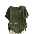 thumbnail image 1 of Sexlip Womens Button Front Chambray Blouse V Neck Design Lightweight Fabric Relaxed Silhouette for Summer Outings Green XXXL, 1 of 4