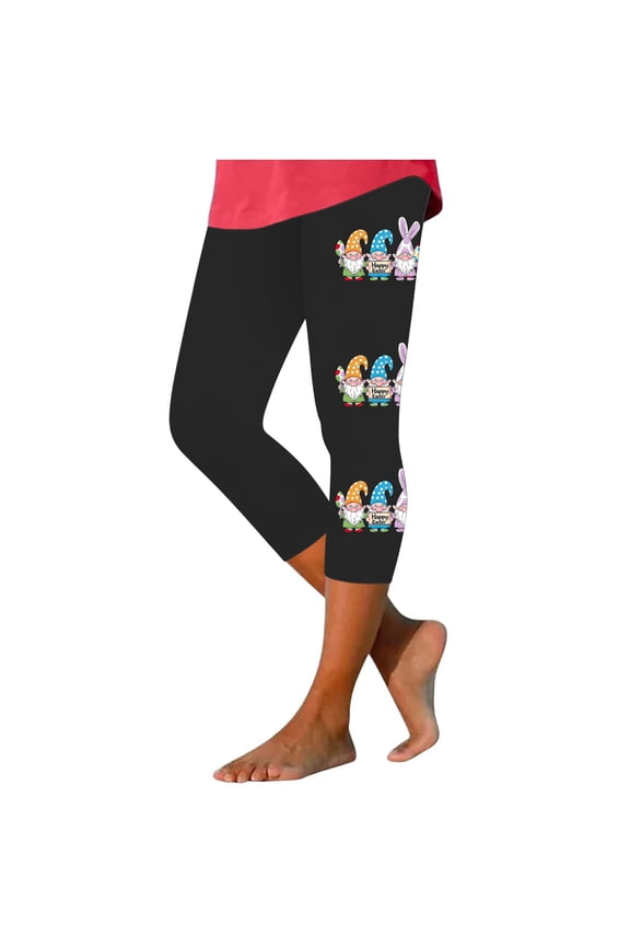Womens Capri Leggings Fun Fruit Combination Print Design Stretchy Fabric Slim Silhouette for Weekend Gatherings Black S