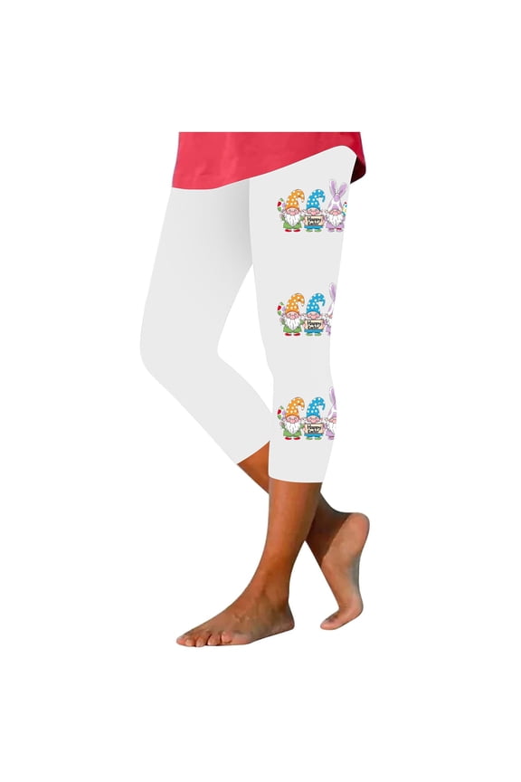 Womens Capri Leggings Fun Fruit Combination Print Design Stretchy Fabric Slim Silhouette for Weekend Gatherings White XXL