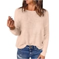 thumbnail image 1 of Sexlip Womens Casual Lightweight Long Sleeve Crewneck Knit Shirts Tops Trendy Fall Blouse Ribbed Knit Pullover Sweaters Beige XXL, 1 of 8