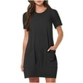 thumbnail image 1 of Sexlip Womens Casual T Shirt Dress Crew Neck Design Soft Fabric Relaxed Silhouette for Daily Errands Black XXL, 1 of 7