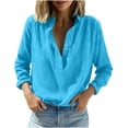 thumbnail image 1 of Sexlip Womens Collared Blouse Long Sleeve Oversized Design Soft Fabric Relaxed Silhouette for Daily Use Blue XL, 1 of 8